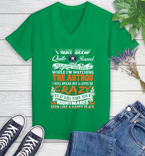 Houston Astros MLB Baseball Don't Mess With Me While I'm Watching My Team Women's V-Neck T-Shirt 5