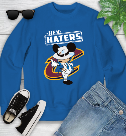 NBA Hey Haters Mickey Basketball Sports Cleveland Cavaliers Youth Sweatshirt 7