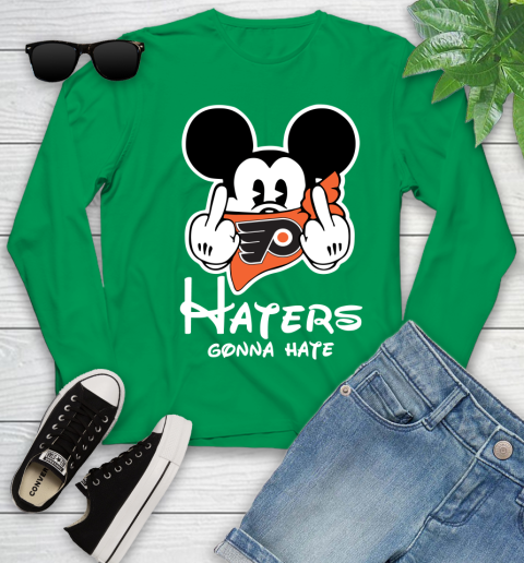 NHL Philadelphia Flyers Haters Gonna Hate Mickey Mouse Disney Hockey T Shirt Youth Long Sleeve 7