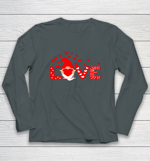 Valentine's Day LOVE Gnomies Holding Red Heart Valentine Long Sleeve T-Shirt 4