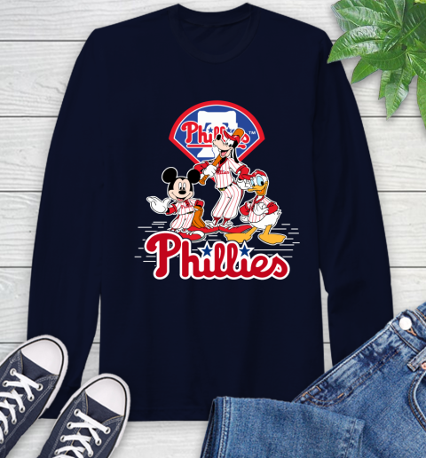 MLB Philadelphia Phillies Mickey Mouse Donald Duck Goofy Baseball T Shirt Long Sleeve T-Shirt 3