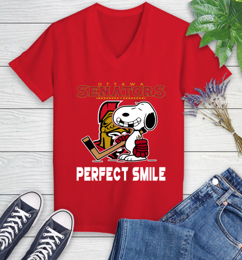 NHL New York Rangers Snoopy Perfect Smile The Peanuts Movie Hockey T Shirt Women's V-Neck T-Shirt 11