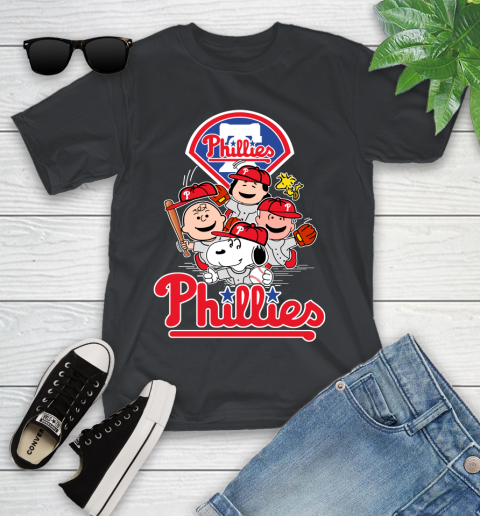 MLB Philadelphia Phillies Snoopy Charlie Brown Woodstock The Peanuts Movie Baseball T Shirt_000 Youth T-Shirt