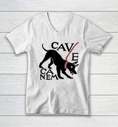 Cave Canem  Beware Of Dog V-Neck T-Shirt