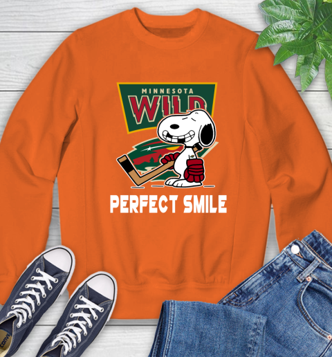NHL Minnesota Wild Snoopy Perfect Smile The Peanuts Movie Hockey T Shirt Sweatshirt 3