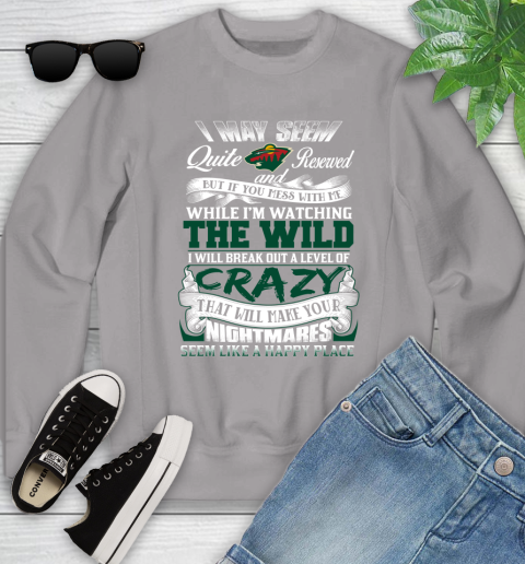 Minnesota Wild NHL Hockey Don't Mess With Me While I'm Watching My Team Youth Sweatshirt 3