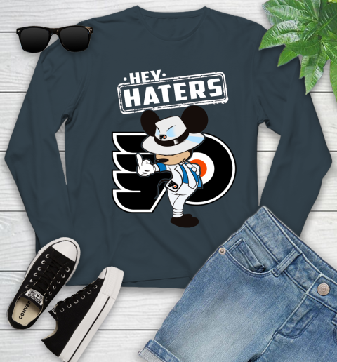 NHL Hey Haters Mickey Hockey Sports Philadelphia Flyers Youth Long Sleeve 9