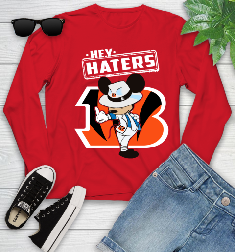 NFL Hey Haters Mickey Football Sports Cincinnati Bengals Youth Long Sleeve 11