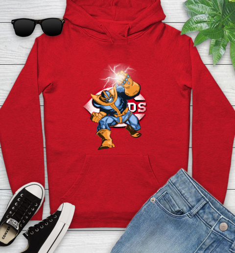 Cincinnati Reds MLB Baseball Thanos Avengers Infinity War Marvel Youth Hoodie 12