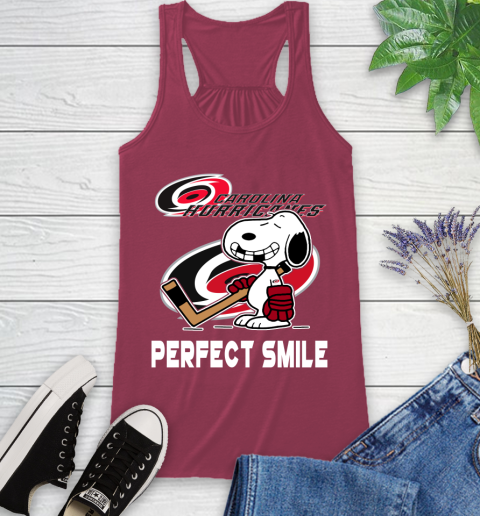 NHL Carolina Hurricanes Snoopy Perfect Smile The Peanuts Movie Hockey T Shirt Racerback Tank 7