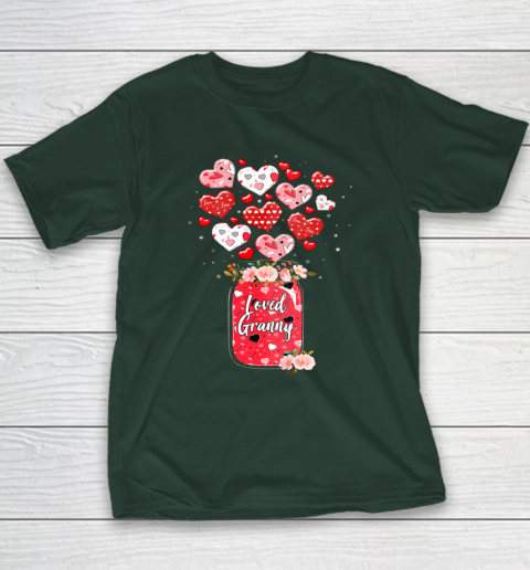 Buffalo Plaid Hearts Loved Grammy Valentine Day Youth T-Shirt 11