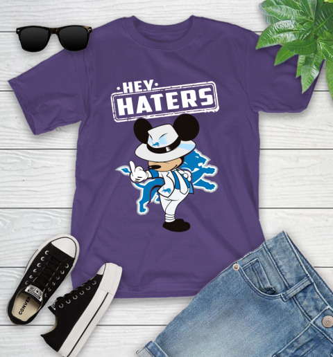 NFL Hey Haters Mickey Football Sports Detroit Lions Youth T-Shirt 3