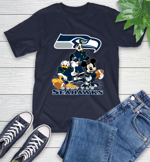 NFL Seattle Seahawks Mickey Mouse Donald Duck Goofy Football Shirt T-Shirt 3
