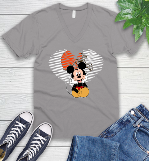 NFL Cleveland Browns The Heart Mickey Mouse Disney Football T Shirt_000 V-Neck T-Shirt 3