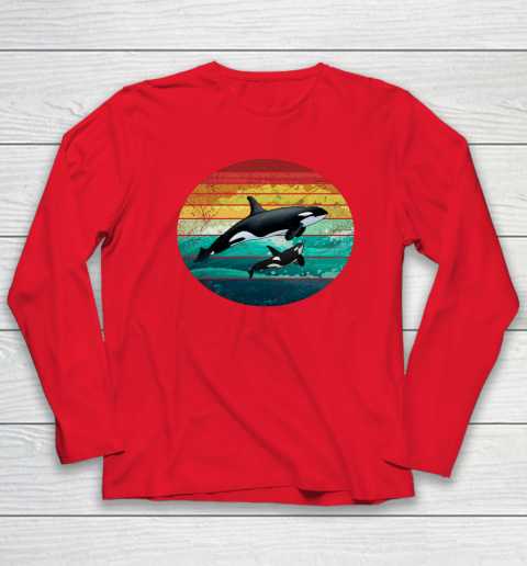 Orca Family Vintage Retro Art Killer Whale Family Long Sleeve T-Shirt 6