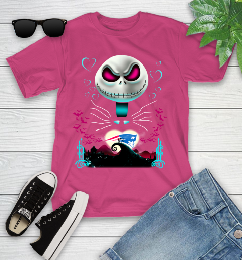 NFL New England Patriots Jack Skellington Sally The Nightmare Before Christmas Football Youth T-Shirt 11