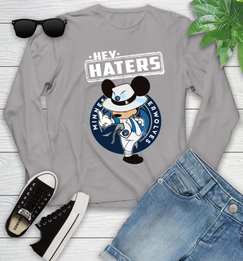 NBA Hey Haters Mickey Basketball Sports Minnesota Timberwolves Youth Long Sleeve 5