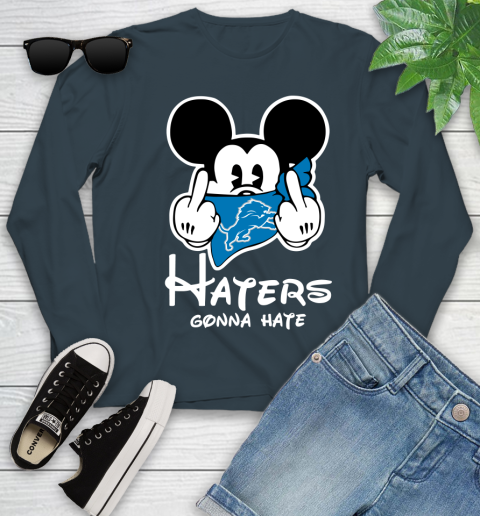 NFL Detroit Lions Haters Gonna Hate Mickey Mouse Disney Football T Shirt Youth Long Sleeve 9