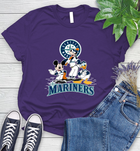 MLB Seattle Mariners Mickey Mouse Donald Duck Goofy Baseball T Shirt Women's T-Shirt 4