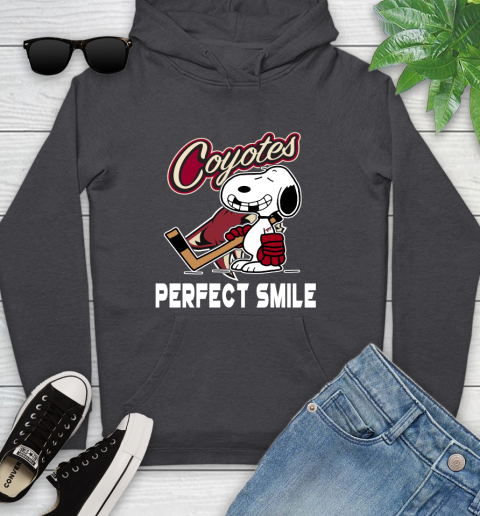 NHL Arizona Coyotes Snoopy Perfect Smile The Peanuts Movie Hockey T Shirt Youth Hoodie 8