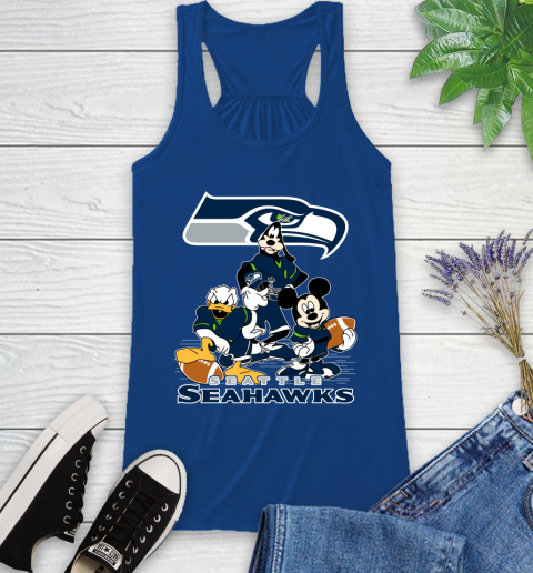 NFL Seattle Seahawks Mickey Mouse Donald Duck Goofy Football Shirt Racerback Tank 8