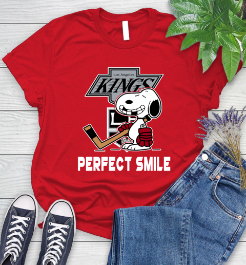 NHL Los Angeles Kings Snoopy Perfect Smile The Peanuts Movie Hockey T Shirt Women's T-Shirt 13