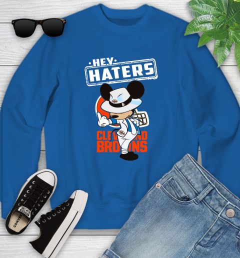 NFL Hey Haters Mickey Football Sports Cleveland Browns Youth Sweatshirt 7
