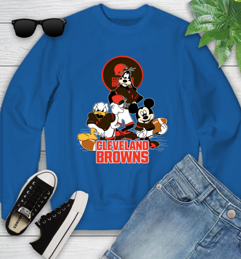 NFL Cleveland Browns Mickey Mouse Donald Duck Goofy Football Shirt Youth Sweatshirt 7