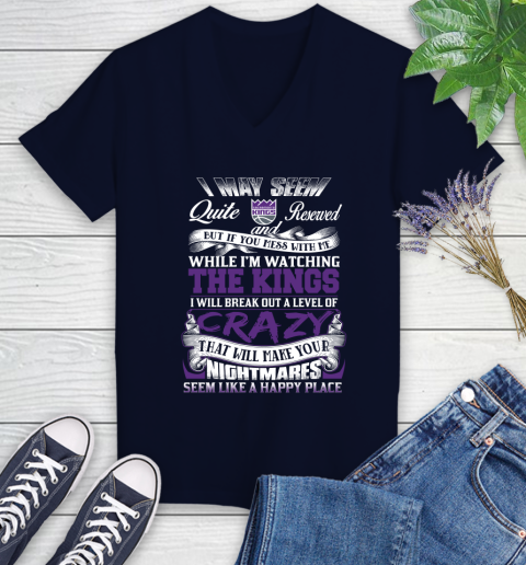 Sacramento Kings NBA Basketball Don't Mess With Me While I'm Watching My Team Women's V-Neck T-Shirt 3 Sacramento Kings NBA Basketball Don't Mess With Me While I'm Watching My Team Women's V-Neck T-Shirt - Image 3