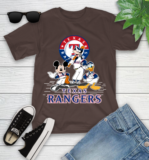 MLB Texas Rangers Mickey Mouse Donald Duck Goofy Baseball T Shirt Youth T-Shirt 7