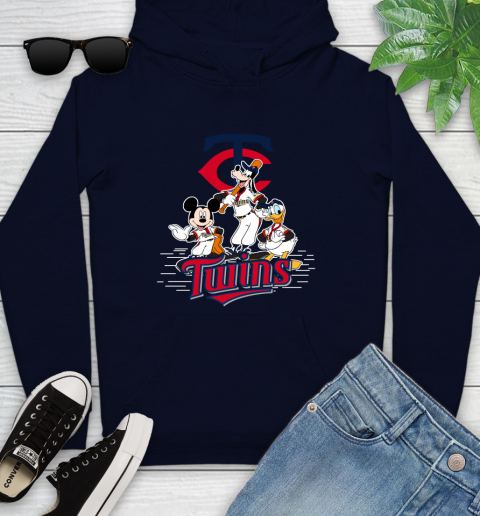 MLB Minnesota Twins Mickey Mouse Donald Duck Goofy Baseball T Shirt Youth Hoodie 3