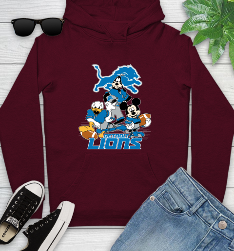 NFL Detroit Lions Mickey Mouse Donald Duck Goofy Football Shirt Youth Hoodie 7