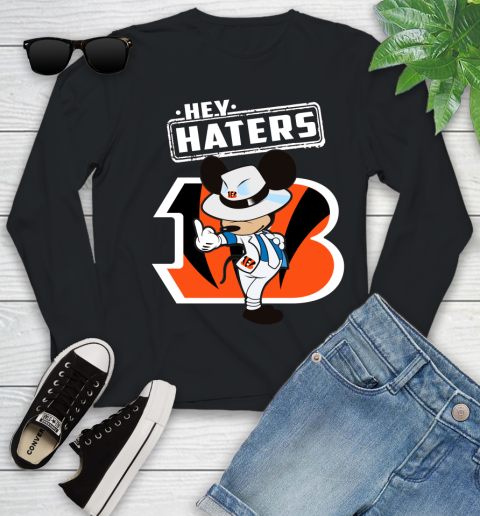 NFL Hey Haters Mickey Football Sports Cincinnati Bengals Youth Long Sleeve