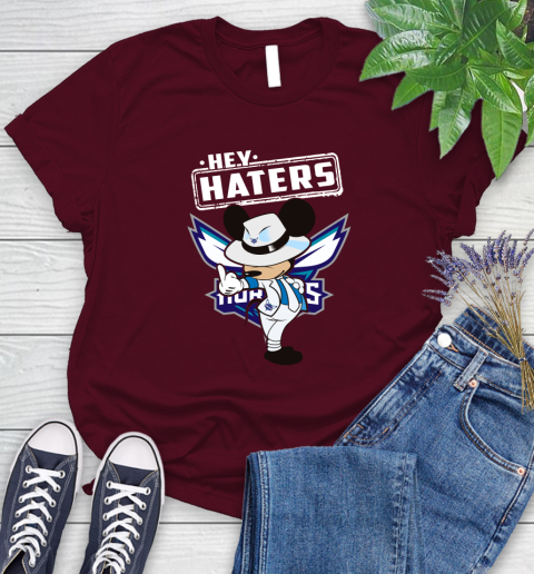NBA Hey Haters Mickey Basketball Sports Charlotte Hornets Women's T-Shirt 7