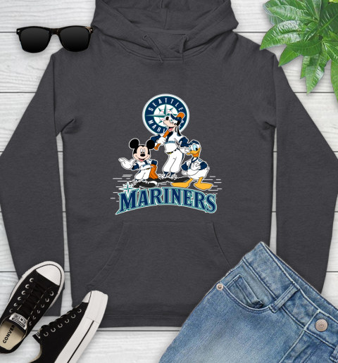 MLB Seattle Mariners Mickey Mouse Donald Duck Goofy Baseball T Shirt Youth Hoodie 8