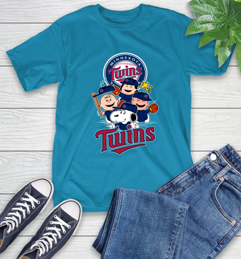 MLB Minnesota Twins Snoopy Charlie Brown Woodstock The Peanuts Movie Baseball T Shirt_000 T-Shirt 9