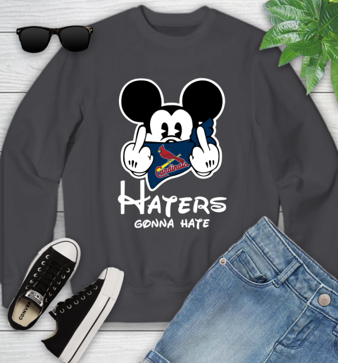 MLB St.Louis Cardinals Haters Gonna Hate Mickey Mouse Disney Baseball T Shirt_000 Youth Sweatshirt 5