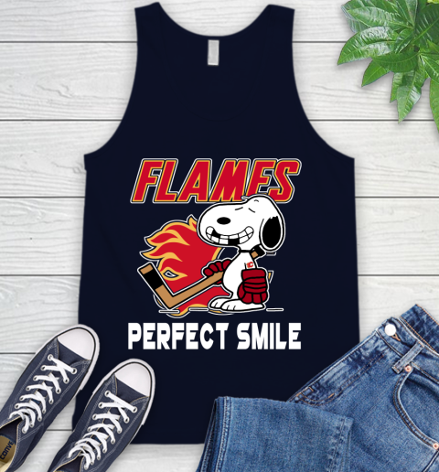NHL Calgary Flames Snoopy Perfect Smile The Peanuts Movie Hockey T Shirt Tank Top 2