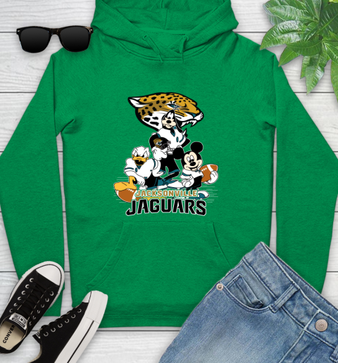 NFL Jacksonville Jaguars Mickey Mouse Donald Duck Goofy Football Shirt Youth Hoodie 9