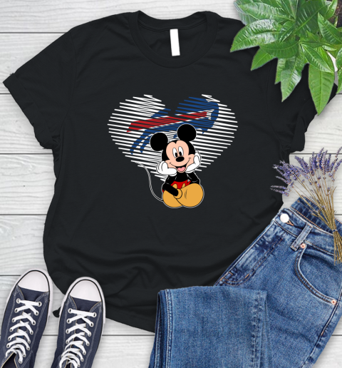 NFL Buffalo Bills The Heart Mickey Mouse Disney Football T Shirt_000 Women's T-Shirt