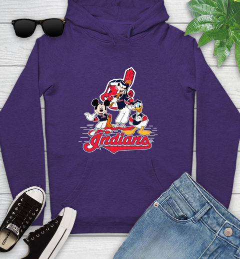 MLB Cleveland Indians Mickey Mouse Donald Duck Goofy Baseball T Shirt Youth Hoodie 5