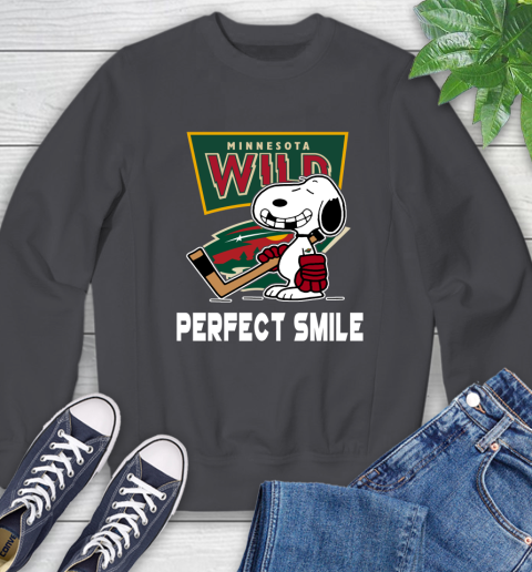 NHL Minnesota Wild Snoopy Perfect Smile The Peanuts Movie Hockey T Shirt Sweatshirt 6