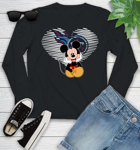 NFL Tennessee Titans The Heart Mickey Mouse Disney Football T Shirt_000 Youth Long Sleeve