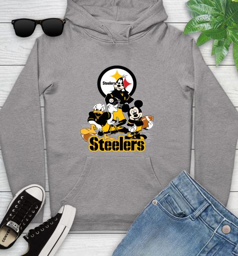 NFL Pittsburgh Steelers Mickey Mouse Donald Duck Goofy Football Shirt Youth Hoodie 6