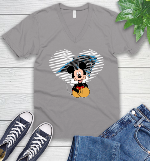 NFL Carolina Panthers The Heart Mickey Mouse Disney Football T Shirt_000 V-Neck T-Shirt 3