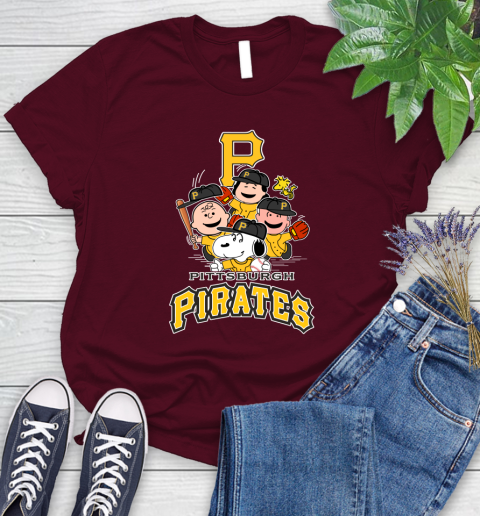 MLB Pittsburgh Pirates Snoopy Charlie Brown Woodstock The Peanuts Movie Baseball T Shirt_000 Women's T-Shirt 7
