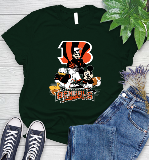 NFL Cincinnati Bengals Mickey Mouse Donald Duck Goofy Football Shirt Women's T-Shirt 6