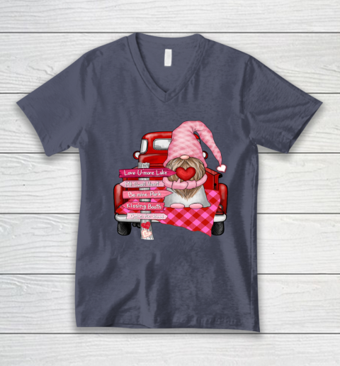 Valentine Vintage Red Truck Gnomes You And Me Valentines Day V-Neck T-Shirt 6