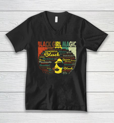 Black Girl, Women Shirt Proud Juneteenth Black Girl Magic Black History Month V-Neck T-Shirt