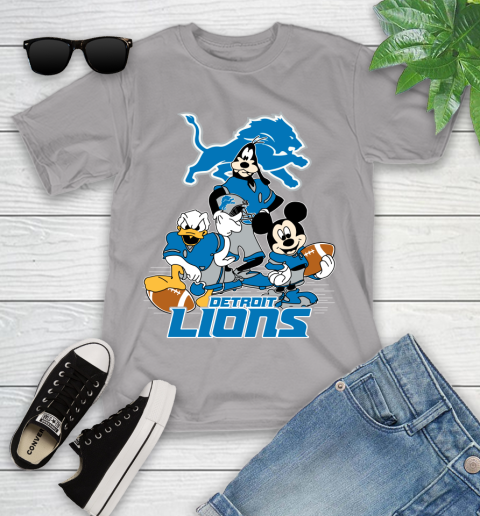 NFL Detroit Lions Mickey Mouse Donald Duck Goofy Football Shirt Youth T-Shirt 4